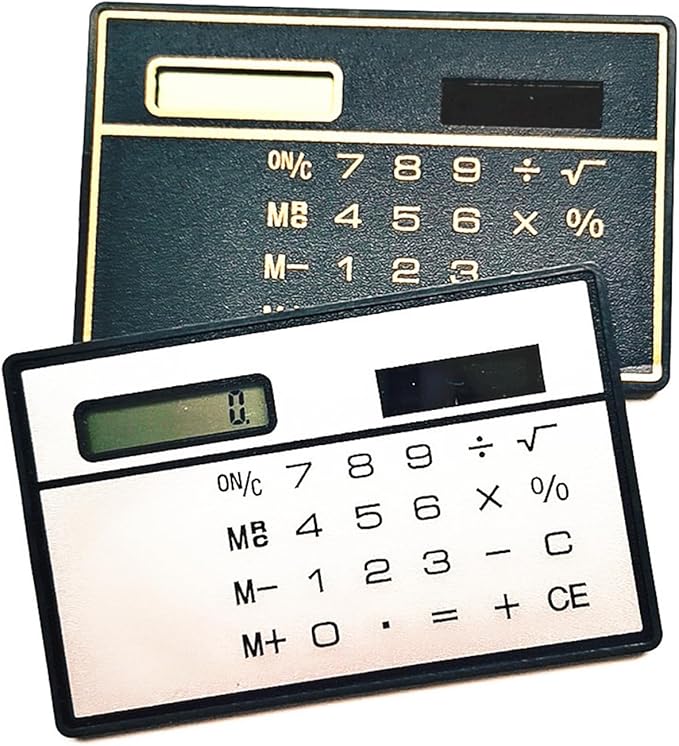 Solar Powered Calculator 8 Digit Display 8.5x5.3cm Portable Basic Standard Calculator for Business Office School, silver