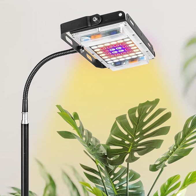 LBW Grow Light with Stand, Full Spectrum Grow Lights for Indoor Plants | On/Off Switch Plant Grow Light, 15-48 in Adjustable Tripod Stand, 48 LED Plant Light for Indoor Garden