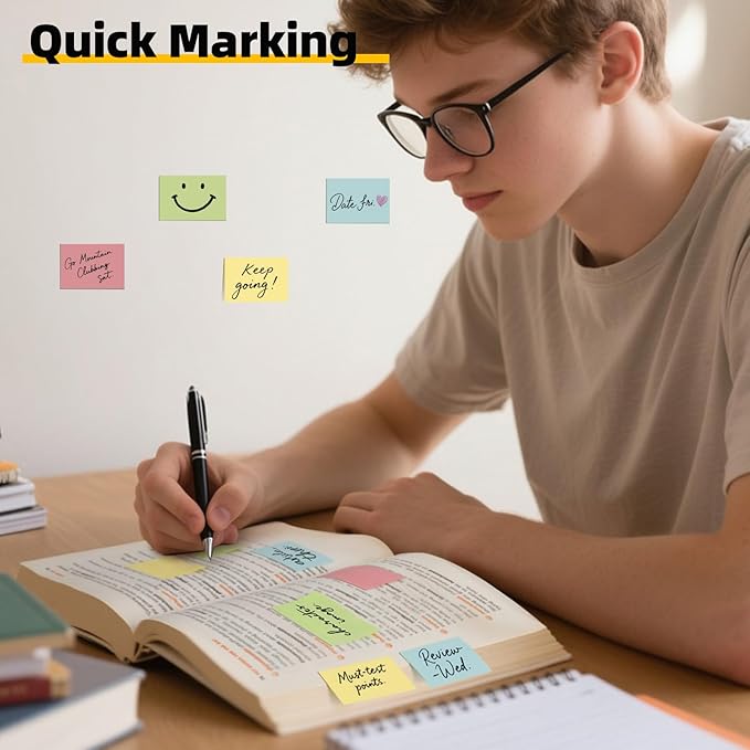 Umikk 50 Pack Mini Sticky Notes 1.5x2 in, 5000 Sheets Small Self-Stick Note, 4 Colors Sticky Pad Bulk, Easy to Post for Office, School, Home