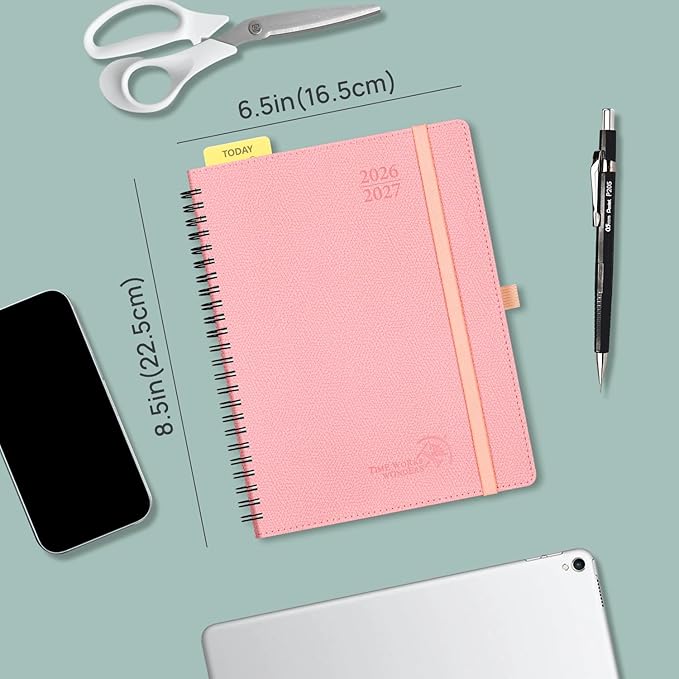 POPRUN 2026-2027 Academic Weekly Planner, 6.75" x 8.75" Horizontal Daily Book Calendar, July 2026 to June 2027, Softcover Appionment Book with Monthly Tabs, Spiral Bound, Inner-Pocket - Lavender
