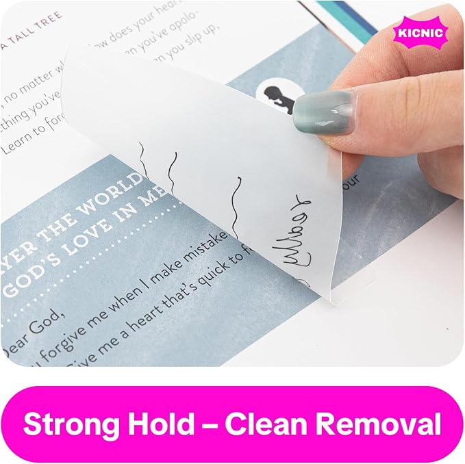 KICNIC Transparent Sticky Notes, 240 Pcs 3x3 Inch, Self-Adhesive Waterproof, See-Through Translucent Sticky Notes for Books, Bible, Page Markers, School Office College Supplies (Clear White)