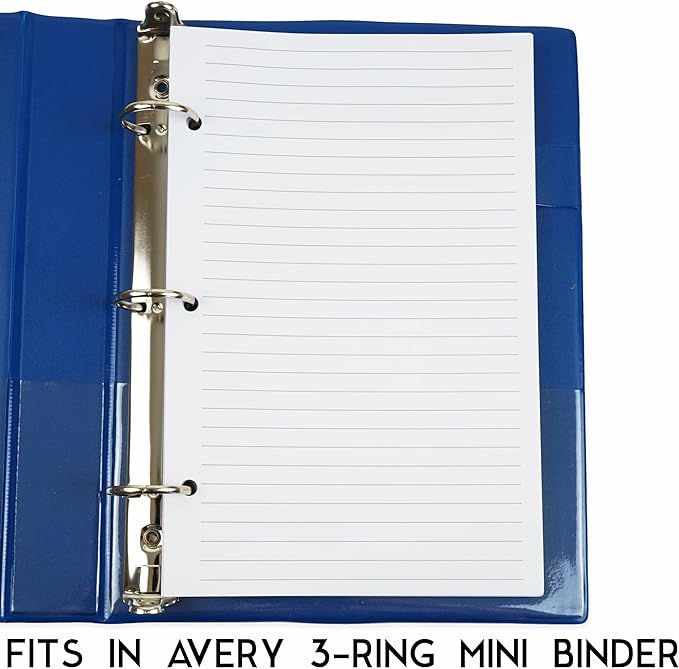 Half Letter Lined Paper, 3-Hole Punched, 500 Sheets/1,000 Pages, 100 GSM, Printer Paper Binder Refill, 5.5 in. x 8.5 in., fits in Half Letter 3-Ring Binders, Binder Refill Line Inserts (500-Sheet)