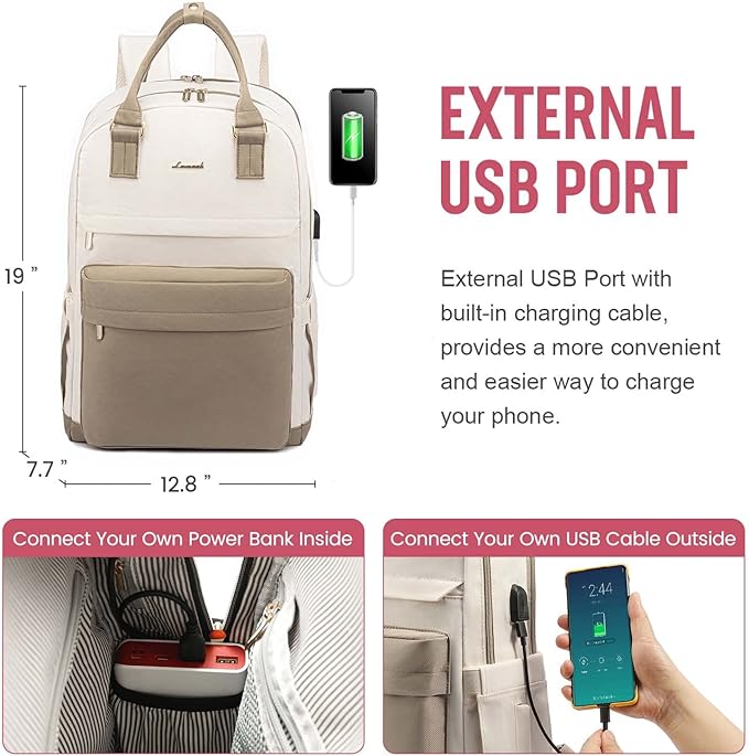 LOVEVOOK Travel Laptop Backpack Women Anti-theft Laptop Bag with USB Port Waterproof Computer Backpack for Nurse College Work