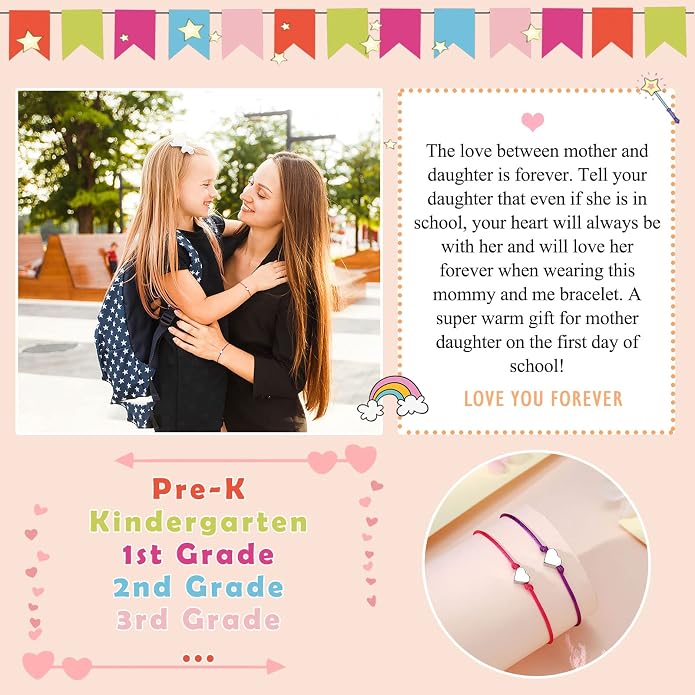 UNGENT THEM Big & Small Heart Bracelets Back to School Gifts for Girls