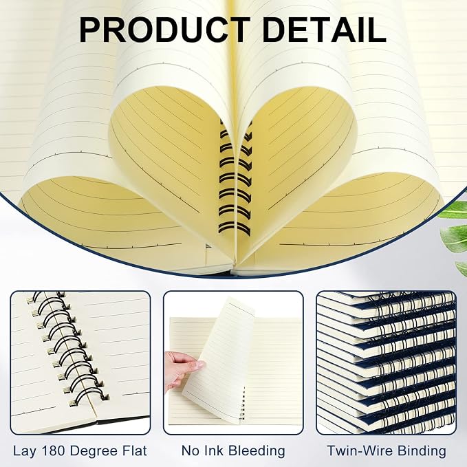 Yahenda 18 Pcs Spiral Notebooks, 1 Subject, Wide Ruled, Deep Blue