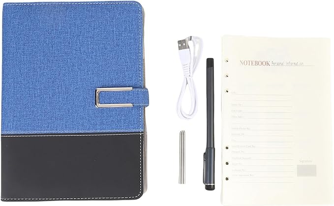 Qinlorgo Smart Digital Pen Notebook Set, Bluetooth 5.0 Reusable Notebook, Smart Pen Set with Real Time Sync Note Taking & Convert to Text, Compatible with Android Phones Tablets (Blue)