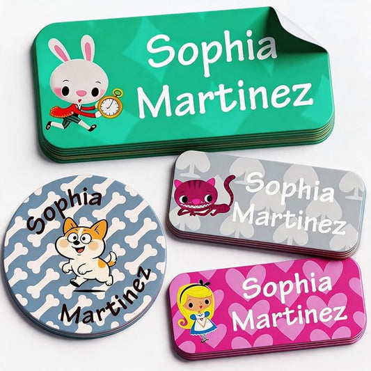 Waterproof Custom Name Stickers (135 Labels) - Personalized Daycare Labels for Clothing, Water Bottles, Lunch Boxes & School Supplies - Ideal for Camp & Daycare - No-Iron (Bunny Clockss)