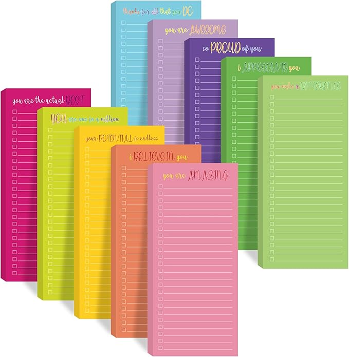 Censen 10 Pack 500 Sheets to Do List Notes Daily Checklist Notepad with 50 Sheets Undated Memo Pad Color Block Shopping List Weekly Plan Notepad Organizer Planners(Multicolor, Motivation Language)