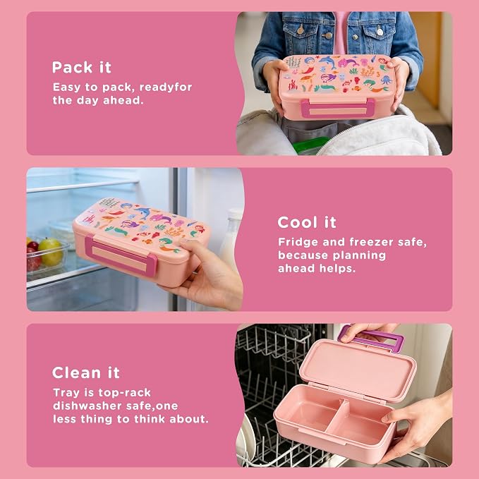 Bento Lunch Box for Kids With 8oz Food Thermo,BPA-Free for School | Lunch Container with 2 Compartments, Insulated Food Jar, Dishwasher Safe, Easy to Clean, Lunch Box for Girls Boys