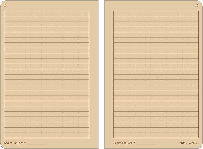 Rite in the Rain Weatherproof Stapled Notebook, 4.625" x 7", Tan Cover, Universal Pattern, 3 Pack (No. 971TFX)
