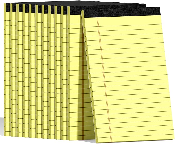 12pcs 5x8 Inch Yellow Note Pads Legal Pads, College Ruled Writing Legal Pads, 360 Sheets Total, Notepad for Students, Office & Home | Bulk Supply for Notes, Lists & Planning | Premium Quality Paper