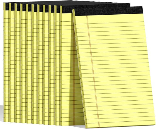 12pcs 5x8 Inch Yellow Note Pads Legal Pads, College Ruled Writing Legal Pads, 360 Sheets Total, Notepad for Students, Office & Home | Bulk Supply for Notes, Lists & Planning | Premium Quality Paper
