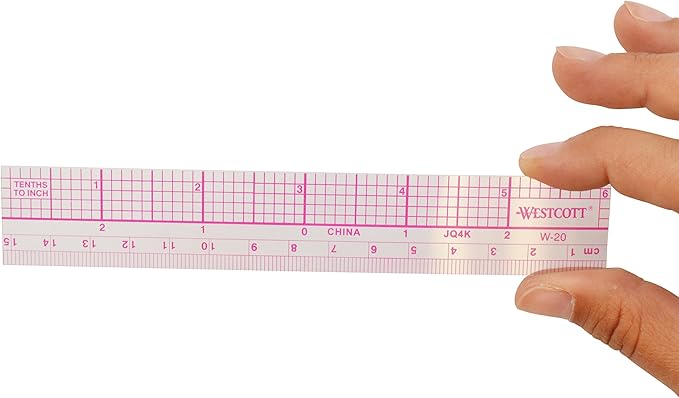 Westcott Transparent 10ths Graph Ruler, Dual Scales, Zero-Centering, Back-to-School, School Supplies, Classroom Supplies, 6-Inch