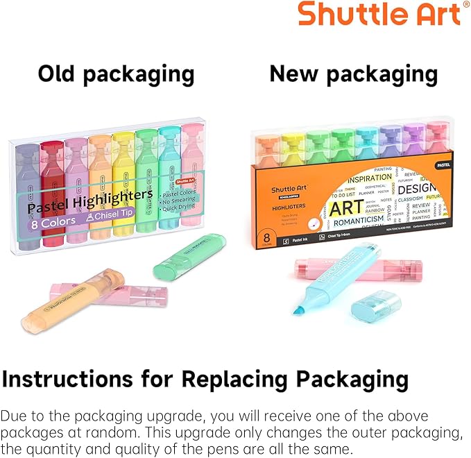 Shuttle Art 8 Pastel Highlighters, Assorted Macaron Colors Highlighter Pens, Chisel Tip Dry-Quickly Non-Toxic Highlighter Markers for Adults Teachers Students Highlighting in the Home School Office