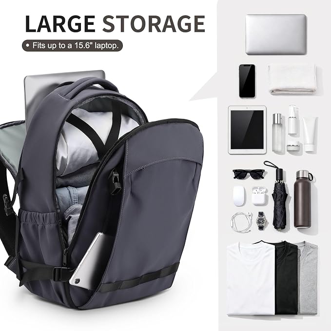 Travel Backpack Women Men Lightweight Laptop Daypack Grey Blue | fit 5.6" Laptop,TSA Approved Carry on Bag, Personal Item Travel Backpack