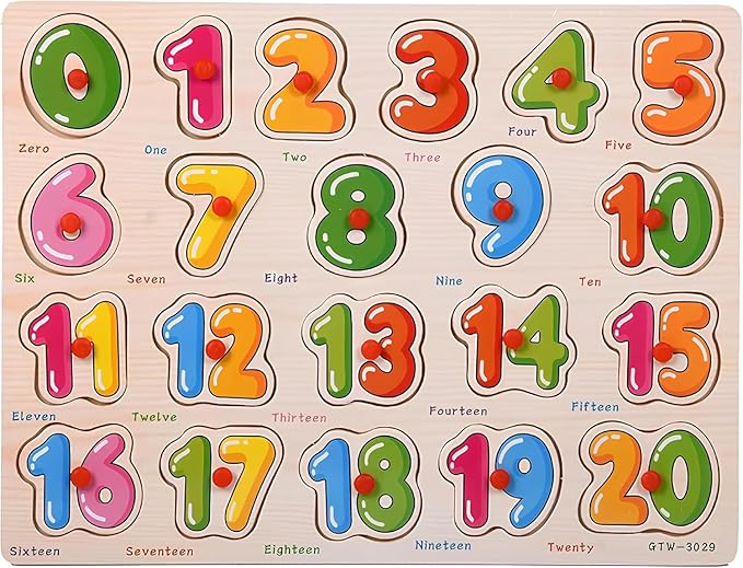 Numbers Puzzle Wooden Puzzles for Toddlers 3+ Year Old, 123 Number Shape Learning Puzzles Toys with Puzzle Board & Number Blocks, Preschool Education Kit for Girls and Boys