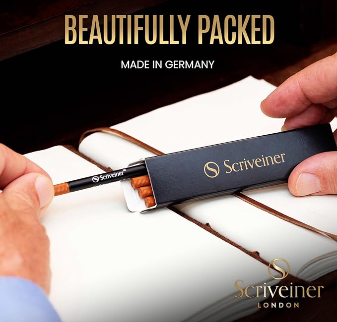 Scriveiner Rollerball Refill Blue Broad - 4 Rollerball Refills Designed for Scriveiner Pens - Safety Ceramic Non Dry Roller Pen Refill B - Schmidt 888 Size – Made in Germany