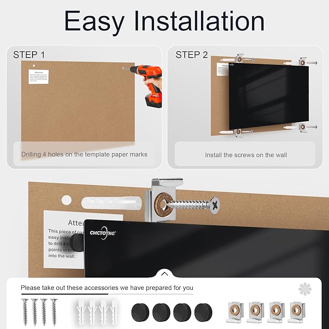 24 x 36 Magnetic Glass Blackboard, Frameless Glass Dry Erase Board for Wall, Home, Office, Classroom