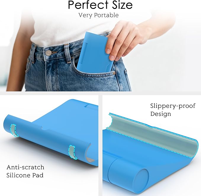 Cell Phone Stand for Desk, Foldable and Adjustable Multi-Angle Holder Dock, Universal Compatibility for Most Phone and Tablet, Portable and Sturdy Design for Office and Home (Blue)