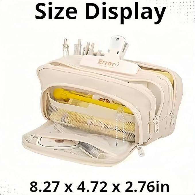 Big Capacity Pencil Case 3 Compartments Large Pencil Pouch Pen Bag Pencil Box Holder Organizer Simple Storage Aesthetic Stationery Cosmetic for Adults Men Women Office Essentials (Purple)