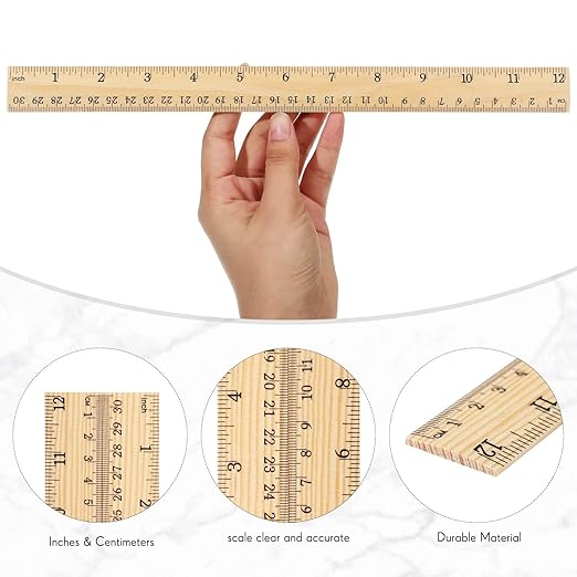 Zonon 30 Pcs Wooden Rulers Bulk 12 Inch Ruler for Classroom, Easy-to-Read with Inches and Metric, First Day of School Gift for Kids, School, Home, Office, Students, Teachers