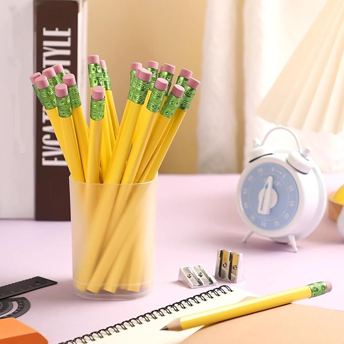 Fainne 48 Pcs Fat Pencils Jumbo Big Thick Large Pencils and 3 Pieces Sharpeners for Kids Beginners Preschoolers Kindergarten School Office Supplies(Yellow+Green,Triangle)