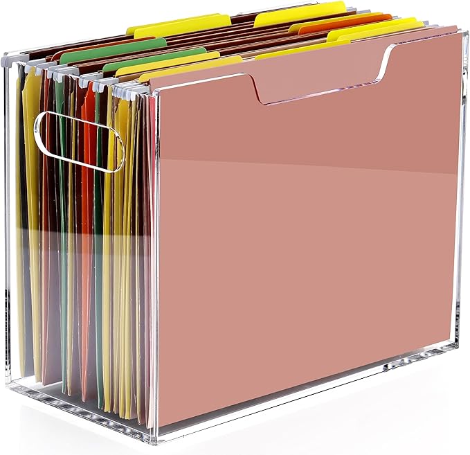 Acrylic Hanging File Organizer, Letter Size Clear Magazine Rack Folders Holder, Large Capacity Storage Box for Desk Office School, No Assembly Required