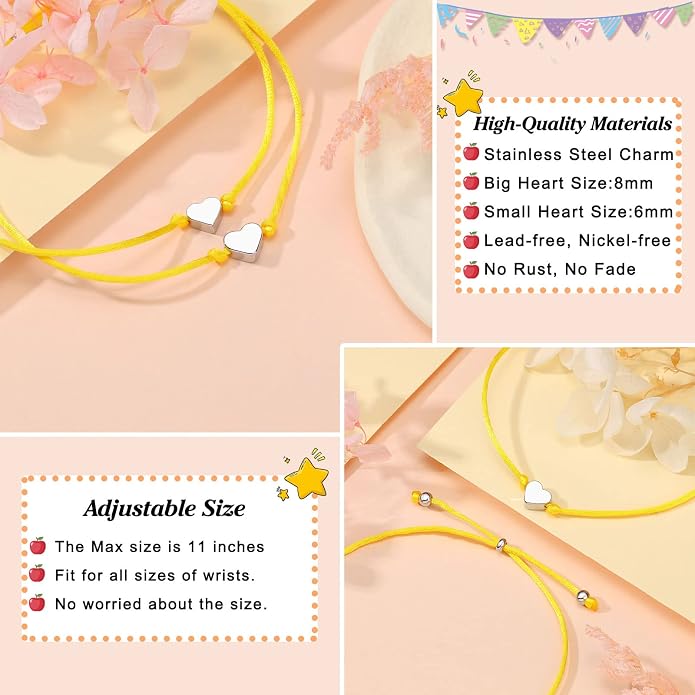 UNGENT THEM Big & Small Heart Bracelets Back to School Gifts for Girls