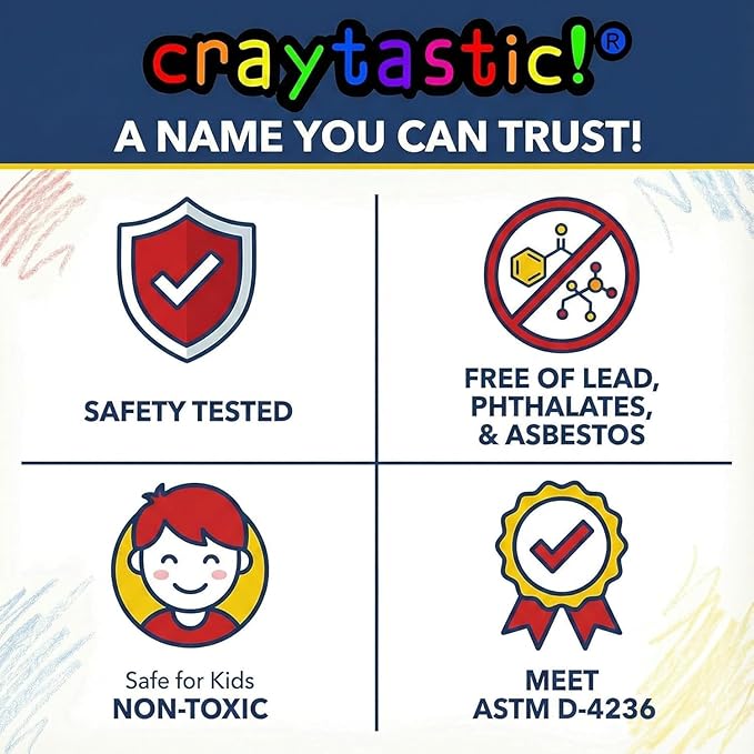 Craytastic! Bulk Wrapped Crayons Box of 52 (Gray) for Crafting, Parties, Kids - Paper Wrapped - Safety Tested Compliant with ASTM D-4236