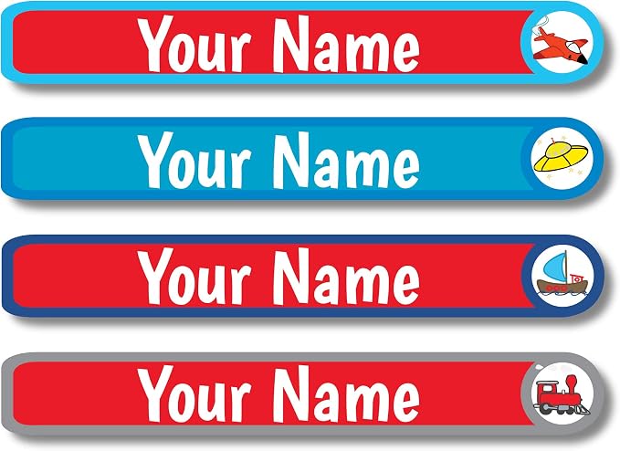 Lovable Labels Personalized Labels for Kids (120 Labels) - Waterproof Dishwasher Safe Peel and Stick Labels are Great for School Supplies Daycare Camp Bottles (Movin and Groovin)