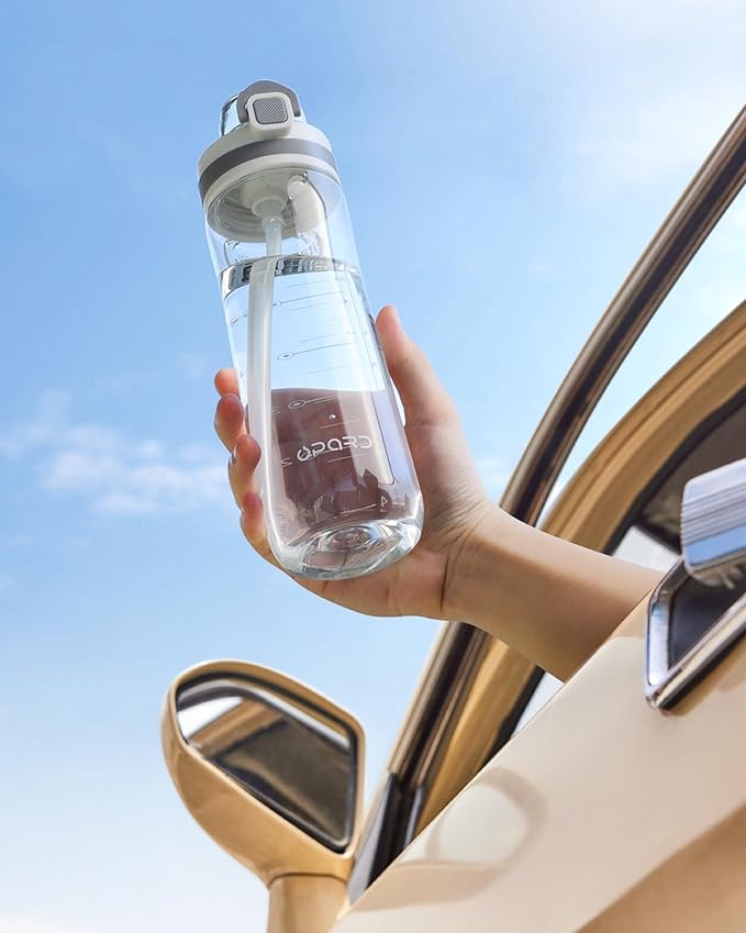 Opard Peak Water Bottle with Straw Cap, BPA-Free, Leak Proof Flip Top Bottle
