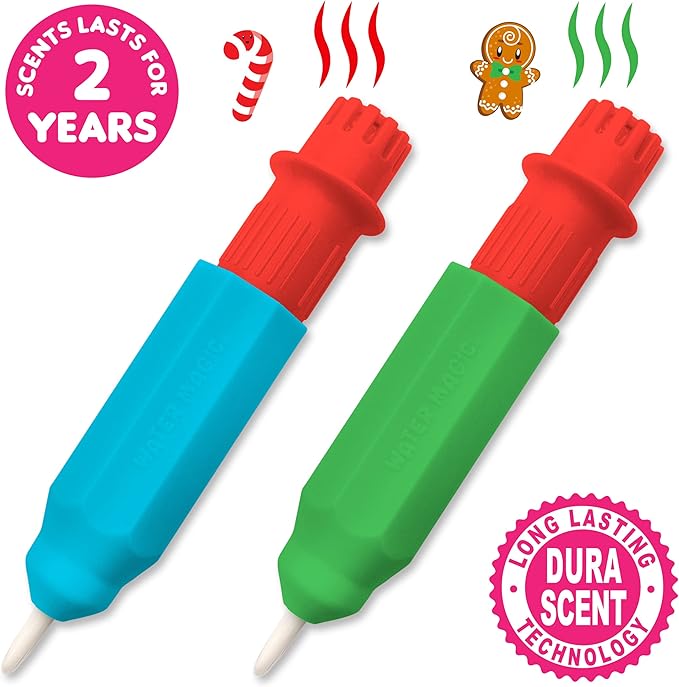 Scentco Holiday Water Magic (2 Pack - Candy Cane & Gingerbread) - Patented Gourmet Scented Reusable Water Reveal Activity Books - Stocking Stuffers, Holiday Gifts for Kids, No Mess, All Fun