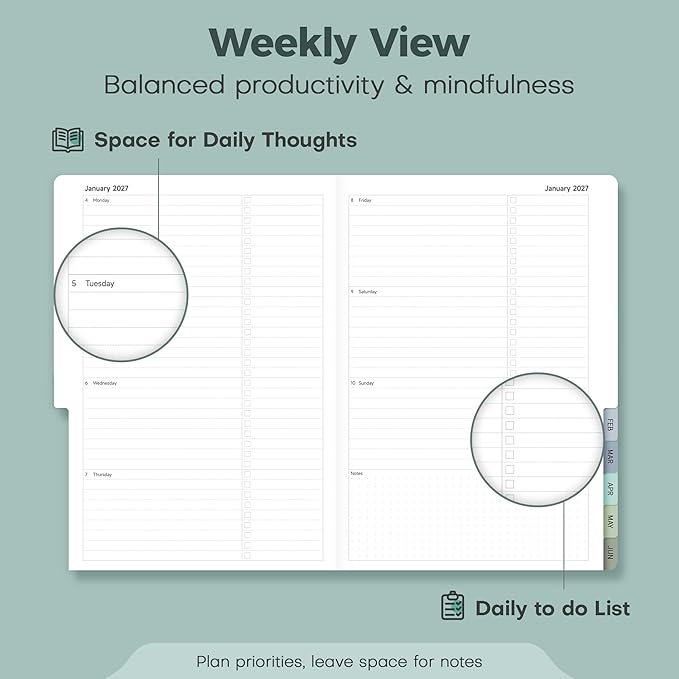 Planner 2026-2027 Monthly and Weekly Academic Planner July 2026 - June 2027, Linen Hardcover Agenda 2026-2027 Calendar Daily Planner for Student Teacher with Monthly Tabs, 6" x 8.3", Light Pink