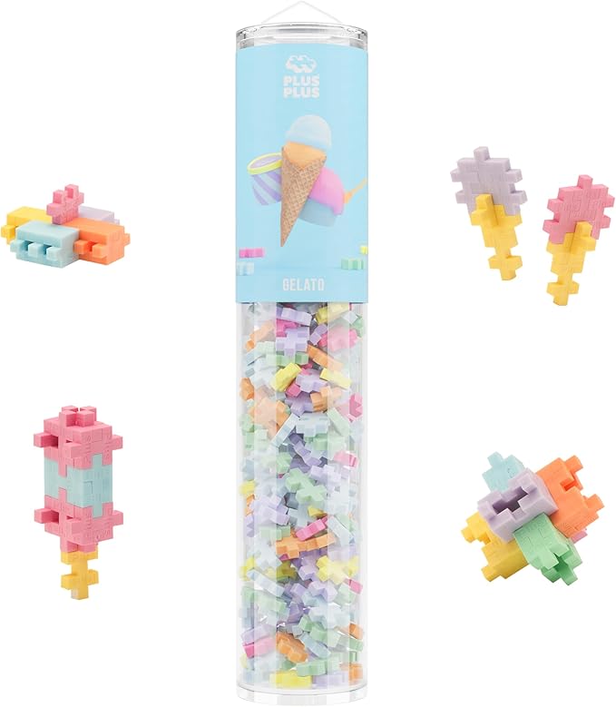 PLUS PLUS 240 Piece Gelato Mix Tube - Mini Interlocking Building Blocks Set, Stem Toys for Kids - Sensory Bin Fillers/Math Manipulatives Classroom Must Haves Gifts for Boys & Girls