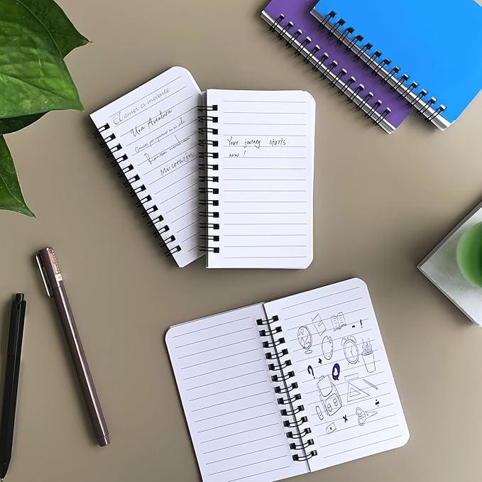 KTOJOY 6 Pack Small Spiral Notebook Pocket Notebook 3x5 Spiral Notepads With Lined Pages, Small Top Spiral Notebook Little Mini Memo Steno Note Pads for Outdoor Home Office College School