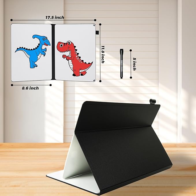 Portable White Board Small Dry Erase Board, 9" x 12" Double Sided Foldable whiteboard with 3 Pens, A4 Reusable Notebook with Storage Mesh Bag for Study, Meeting, Draft, Notes, Doodling