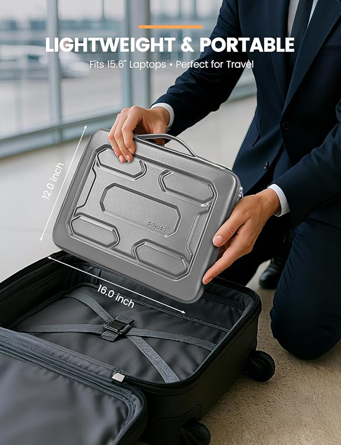 DOMISO 15.6 inch Laptop Sleeve with Handle Shockproof Waterproof EVA Protective Case for 15.6" Yoga 720 IdeaPad 310 320 ThinkPad T570/Legion 5 Gen 6/HP Envy 15/15.6" Notebooks, Silver