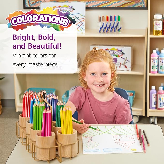 Colorations Color Pencils, Set of 240, Pre-sharpened, 12 Colors, Thick Core, Hexagonal, Harvested Wood, Classroom Supplies