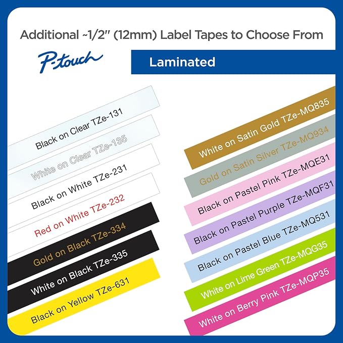 Brother Genuine P-Touch TZE-MQG35 Tape, 1/2" (0.47") Laminated White on Lime Green Water-Resistant 0.47" x 16.4 ft (24mm x 8mm), Single-Pack