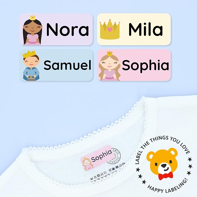 Iron-On Name Labels & Clothing Labels for Nursing Home (120) – Iron On Name Tags & Name Labels for Clothing & Clothes, School & Daycare – Waterproof - Fairytale