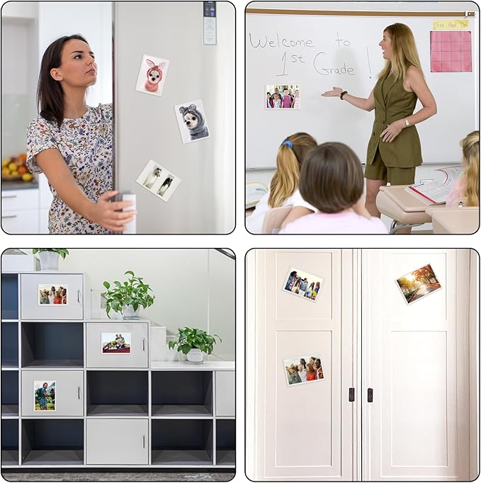 CHUNNIAO 24 Pack Picture Magnets for Refrigerator,More Solution Display Your Photos-12 Pieces Picture Fridge Frames and 12 Pieces Adhesive Magnetic Sheet
