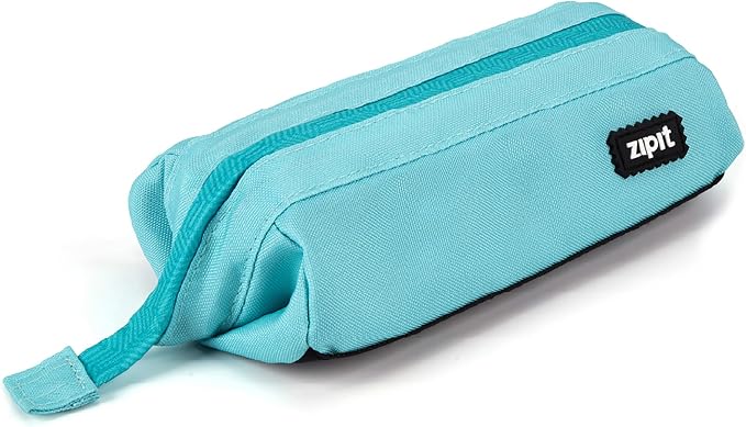 ZIPIT Lenny Pencil Case, Wide-Opening Zipper Pouch for Girls and Boys, Teal