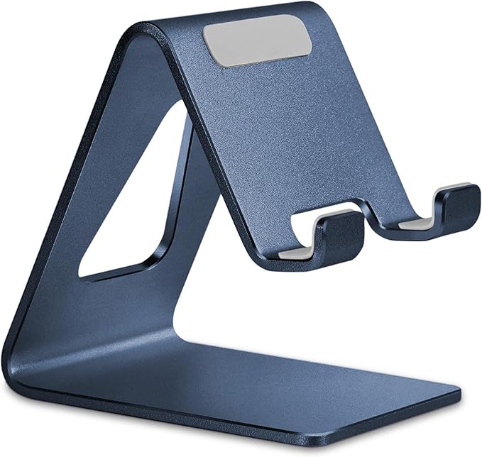 Aoviho Desk Cell Phone Stand Phone Holder - Aluminum Phone Cradle Dock for iPhone 13 12 pro 11 X Xs max 8 7 6 6s Plus SE 5 5s SE Samsung, All Smart Phones (Navy Blue)
