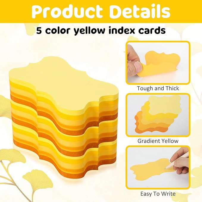 150 Pcs Yellow Blank Index Cards 3x5 Inch Study Notecards Blank Flash Cards Assorted Cardstock Paper Business Cards Heavy Note Cards For Studying Organizing School Office Supplies