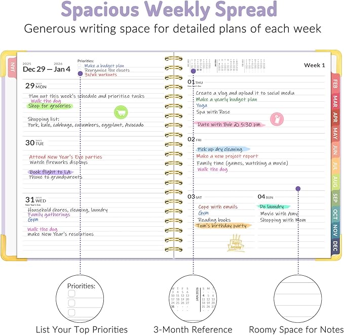 2026 Planner, Forvencer Calendar Planner Weekly and Monthly, Jan 2026-Dec 2026, 8.5" X 11", Hardcover Agenda Book, Daily Journal Organizer with Inner Pocket, Notebook for Office School, A4, Blue