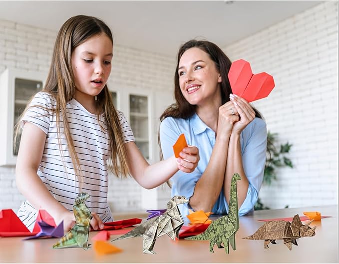 TrustBlai Ultimate Dinosaur Origami Paper Craft Kit – 50 Sheets DIY Creative Set for Adults & Kids, Fun Desk Decoration for Dinosaur Lovers