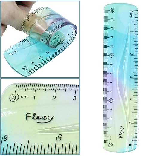 Hitefu 2 Pcs Plastic Flexible Ruler, 6 Inch(15 cm)