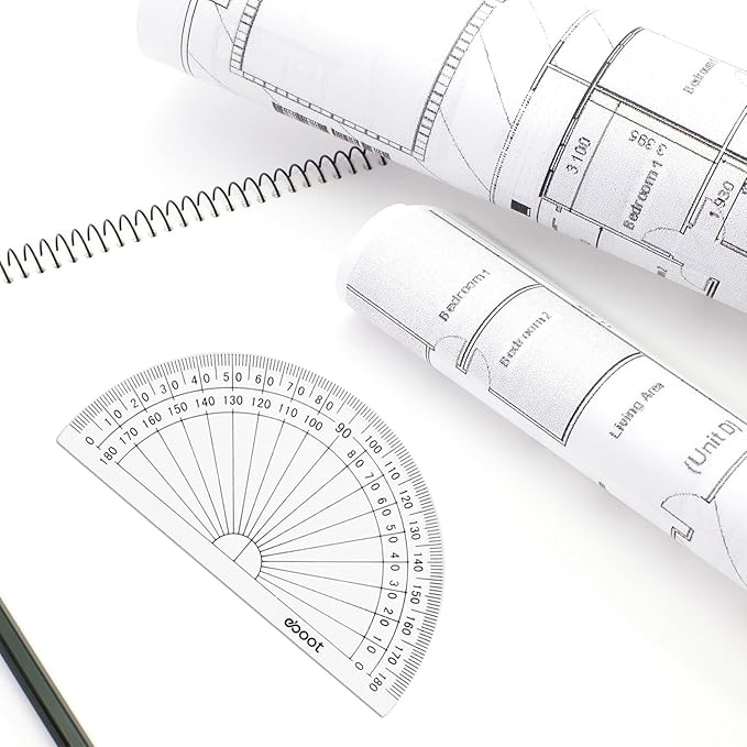 EBOOT 56 Pack Clear 180 Degree Plastic Protractors for Angle Measurement, 10 cm