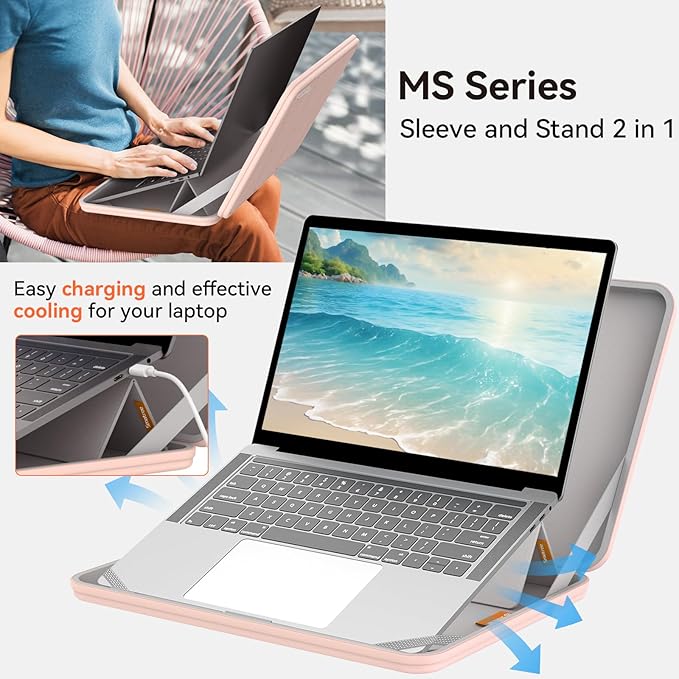 Smatree MS98 Hard EVA Protective Sleeve Case with Stand Compatible for 16 inch ASUS Vivobook Pro 16X OLED M7600, for 16 inch ASUS ExpertBook B5 Flip OLED B5602F/B5 OLED B5602, Pink