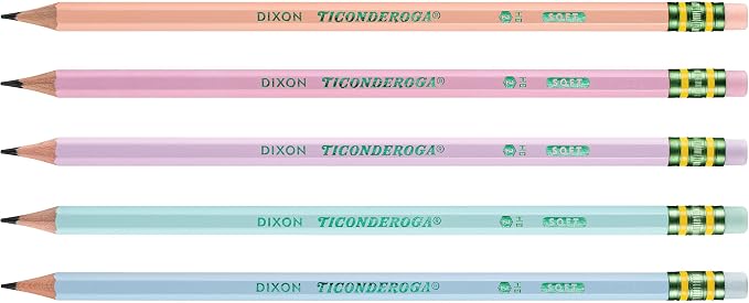 Ticonderoga® Pastel Pencils,2 Soft,Assorted Colors,Pencils,10 Count (Pack of 2)